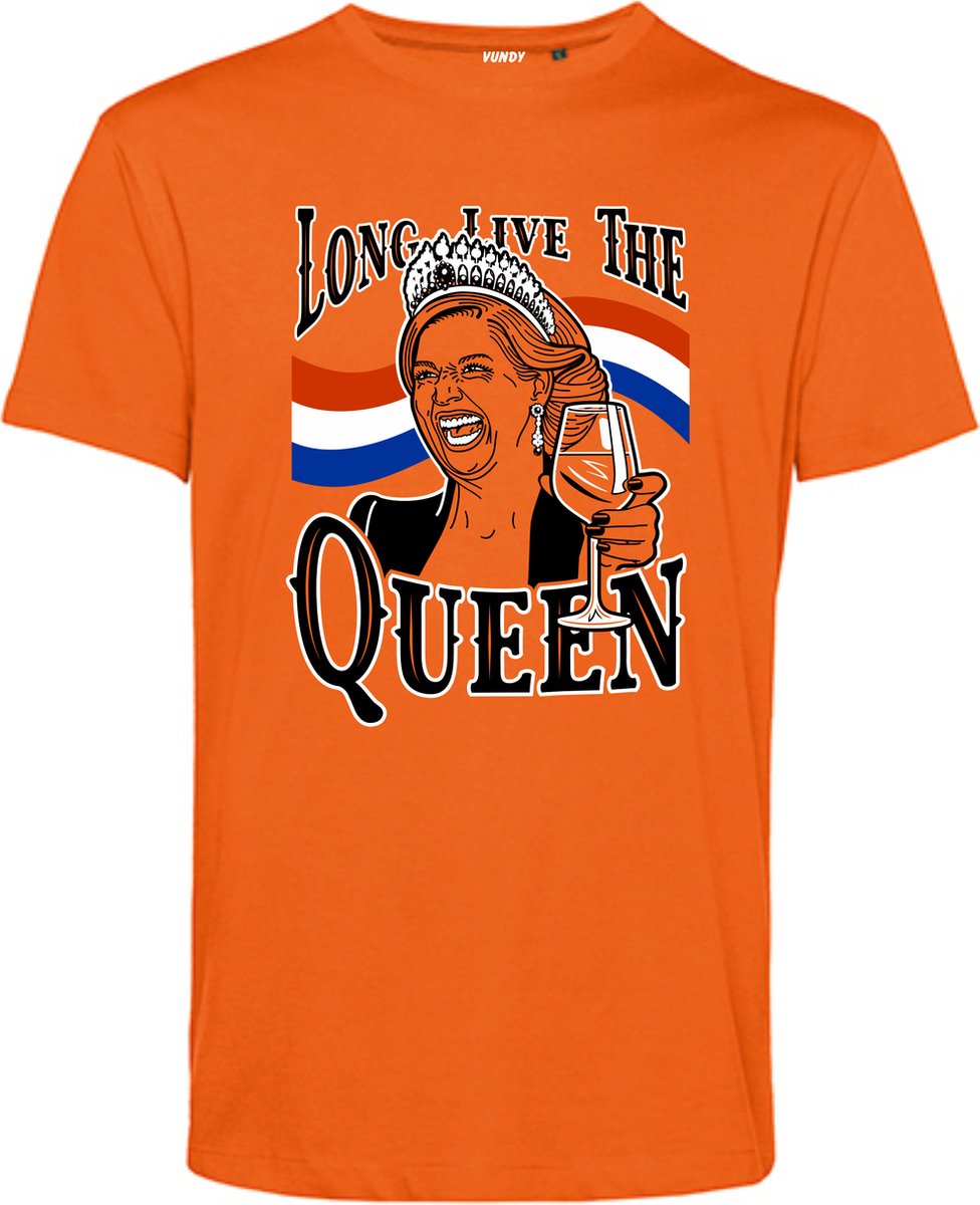 T-shirt Long Live The Queen Maxima | Koningsdag kleding | oranje t-shirt | Oranje | maat 4XL
